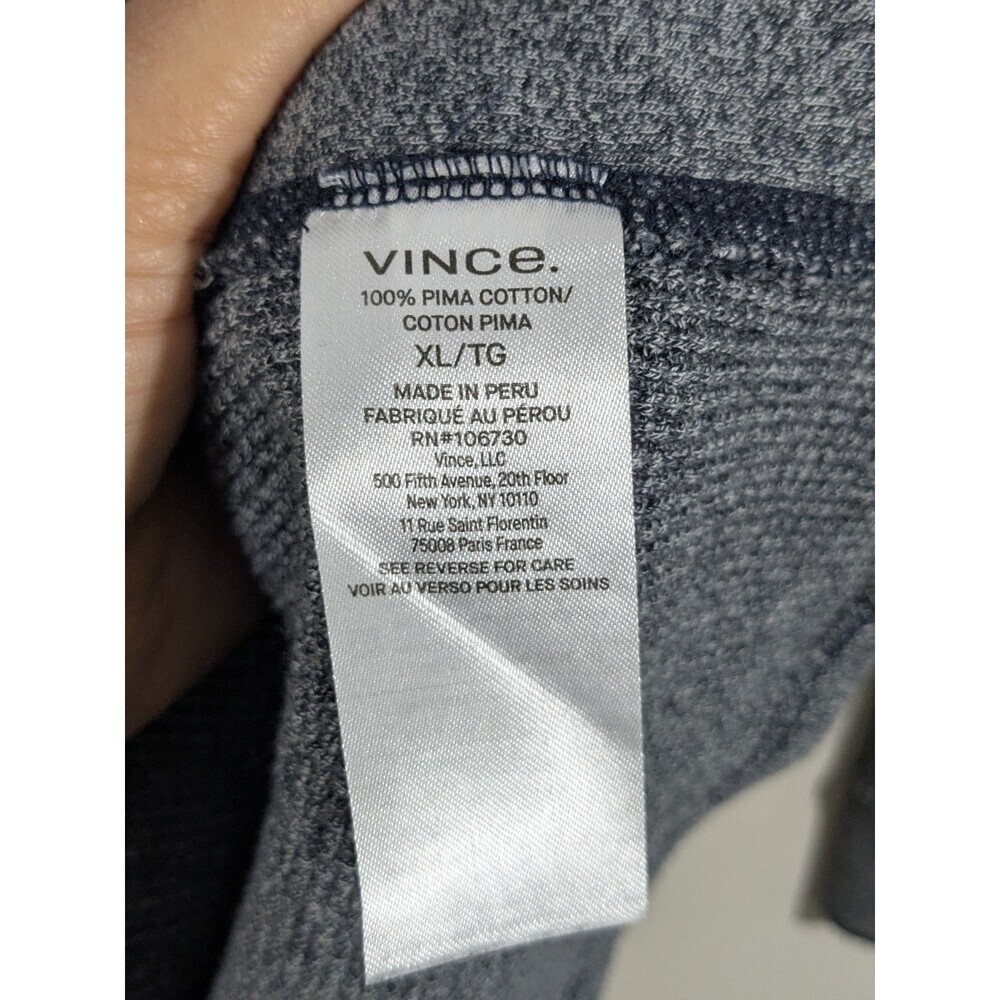 VINCE Men's Mouline Thermal 100% Pima Cotton Hoodie Sz XL Slim Fit Classic - Picture 7 of 8